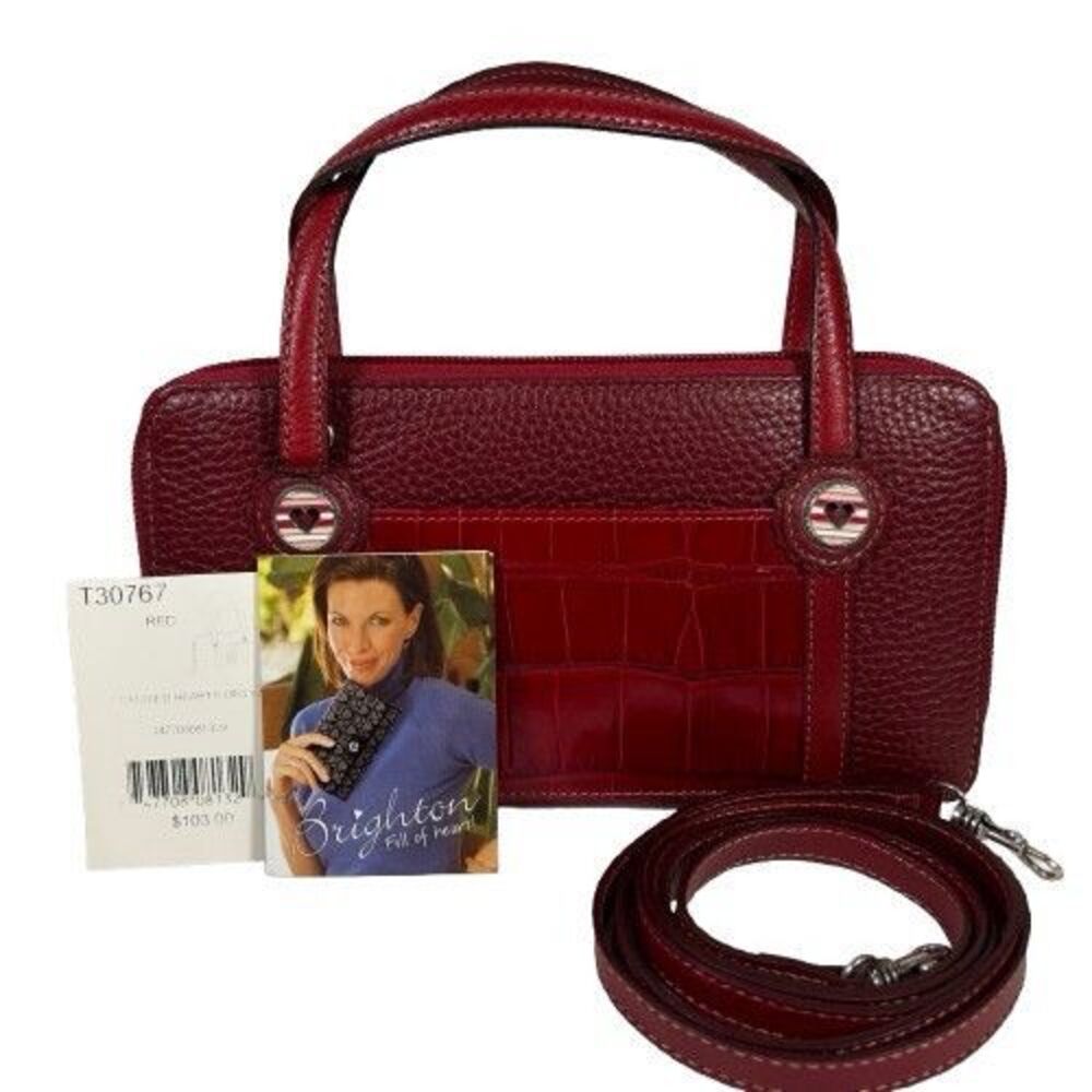New Brighton Candied Hearts Red Leather Wallet Crossbody Organizer Shoulder Bag